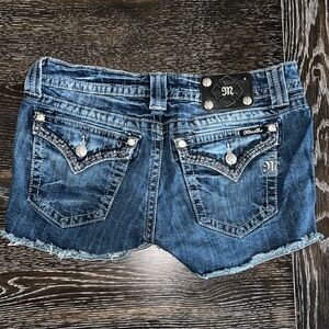 Miss Me Distressed Blue Denim Shorts